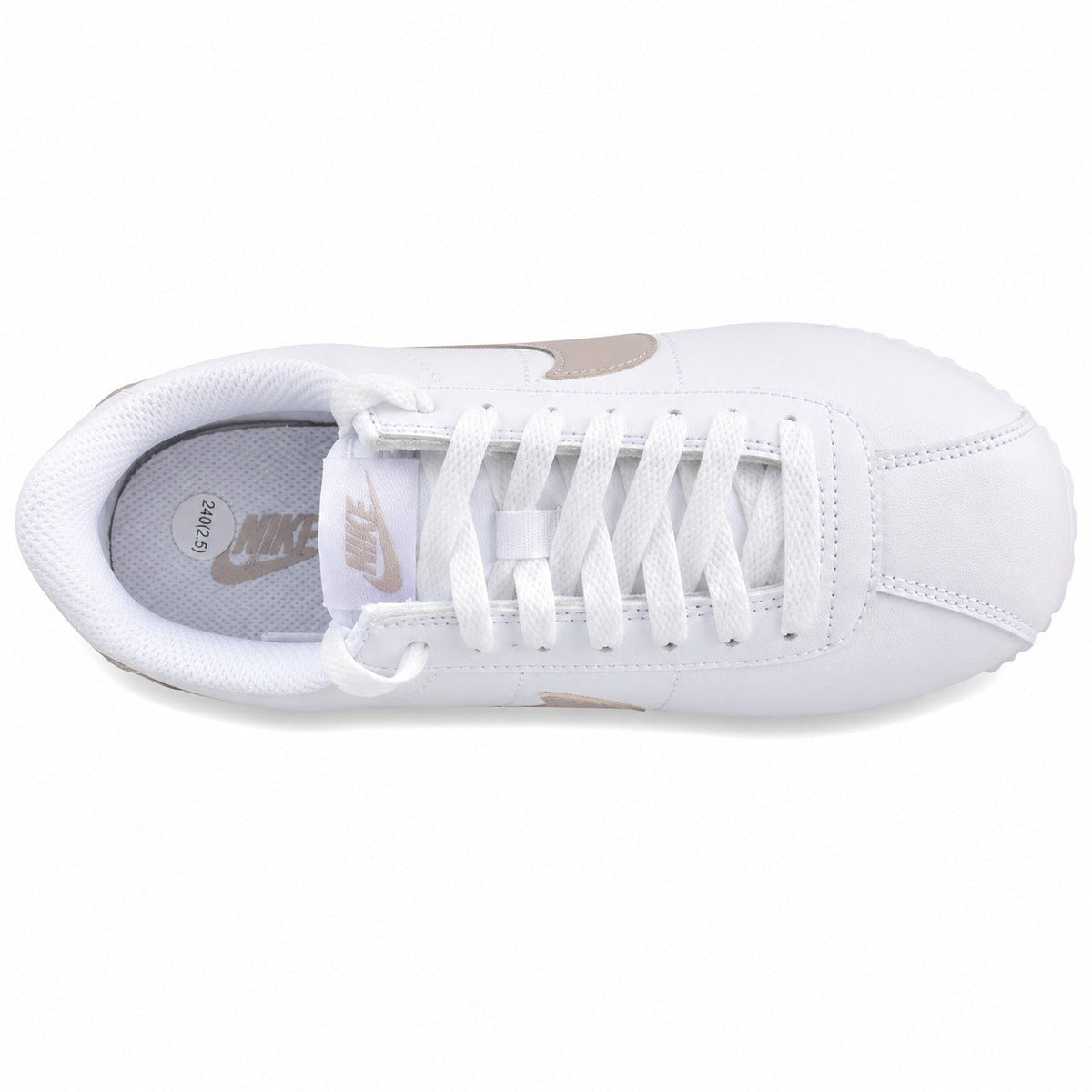 Nike Cortez blanco topo vista superior
