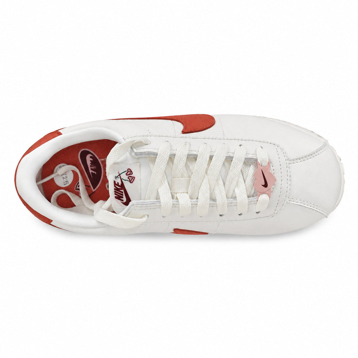 Nike Cortez Heart blanco rojo rosa vista superior detalle corazón