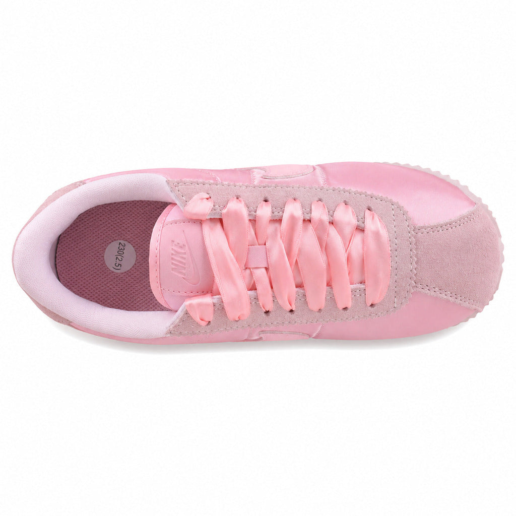 Nike Cortez rosa satén ante vista superior
