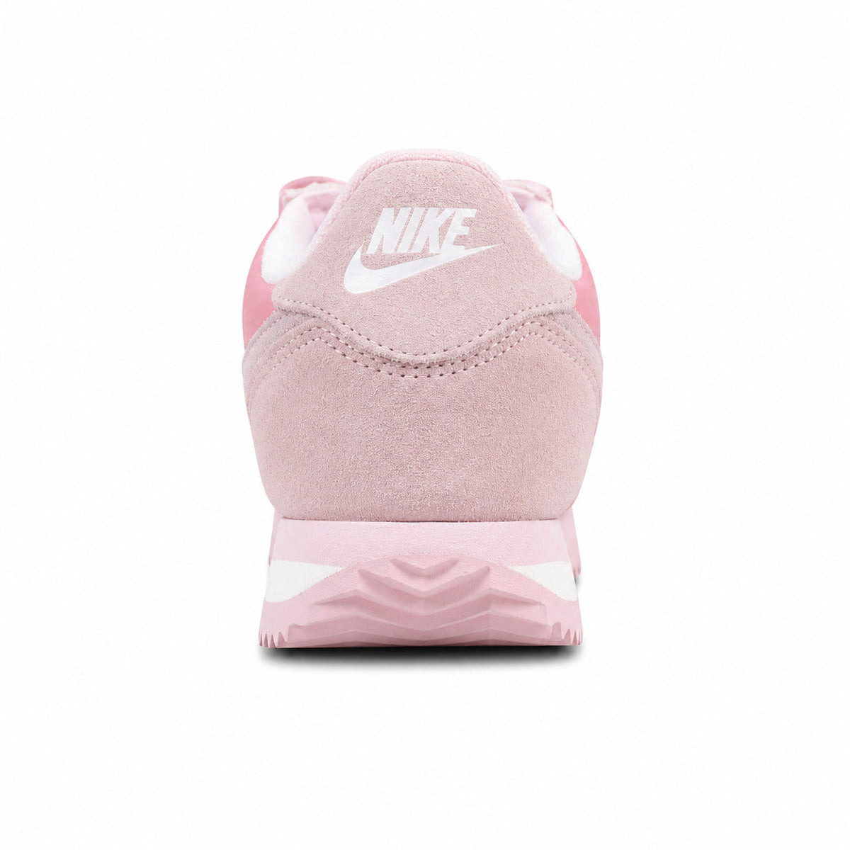 Nike Cortez rosa satén ante detalle talón