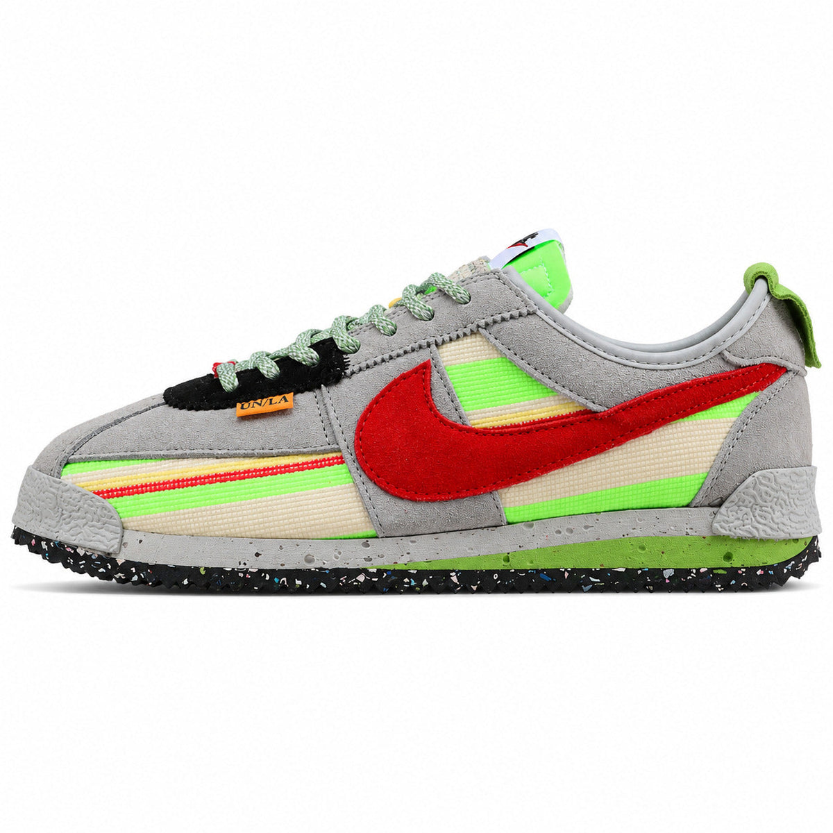 Nike Cortez SP x Union LA gris verde rojo lateral izquierda
