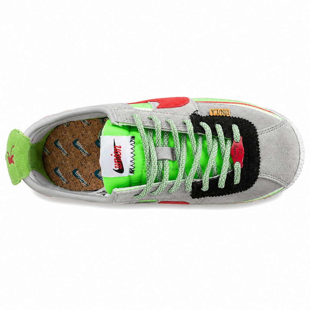 Nike Cortez SP x Union LA gris verde rojo vista superior
