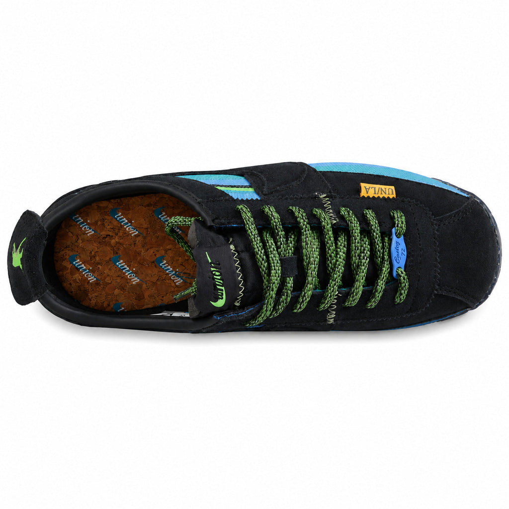 Nike Cortez SP x Union LA negro azul verde vista superior