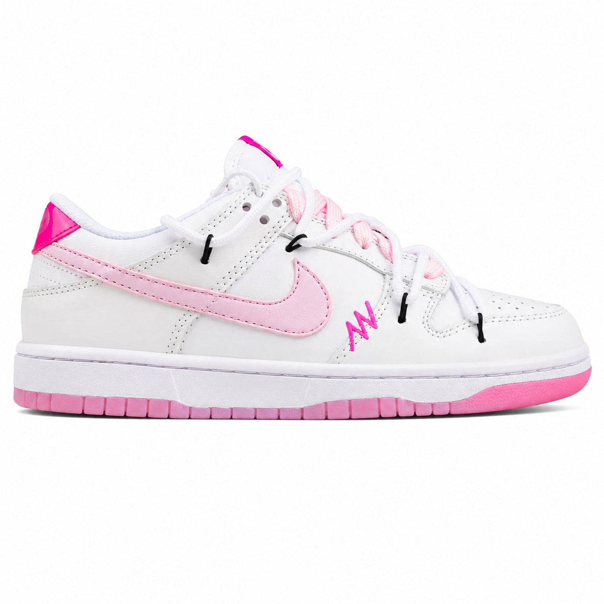 Nike Dunk Low 520 blanco rosa negro lateral derecha