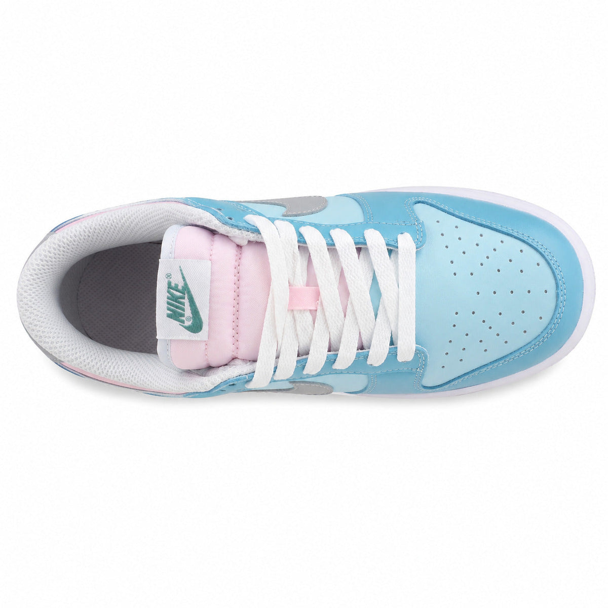 Nike Dunk Low azul celeste rosa pastel vista superior