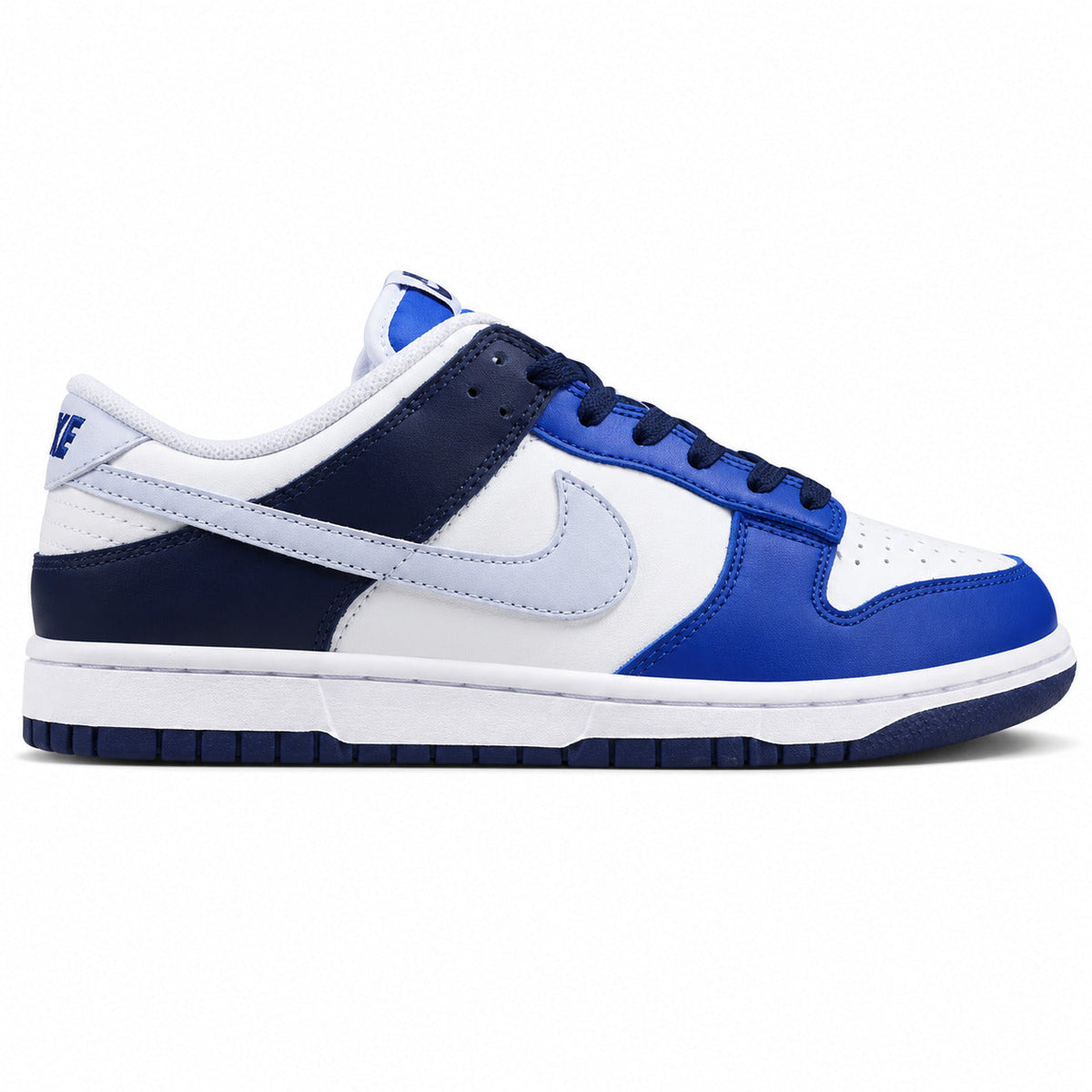 Nike Dunk Low blanco azul marino royal lateral derecha