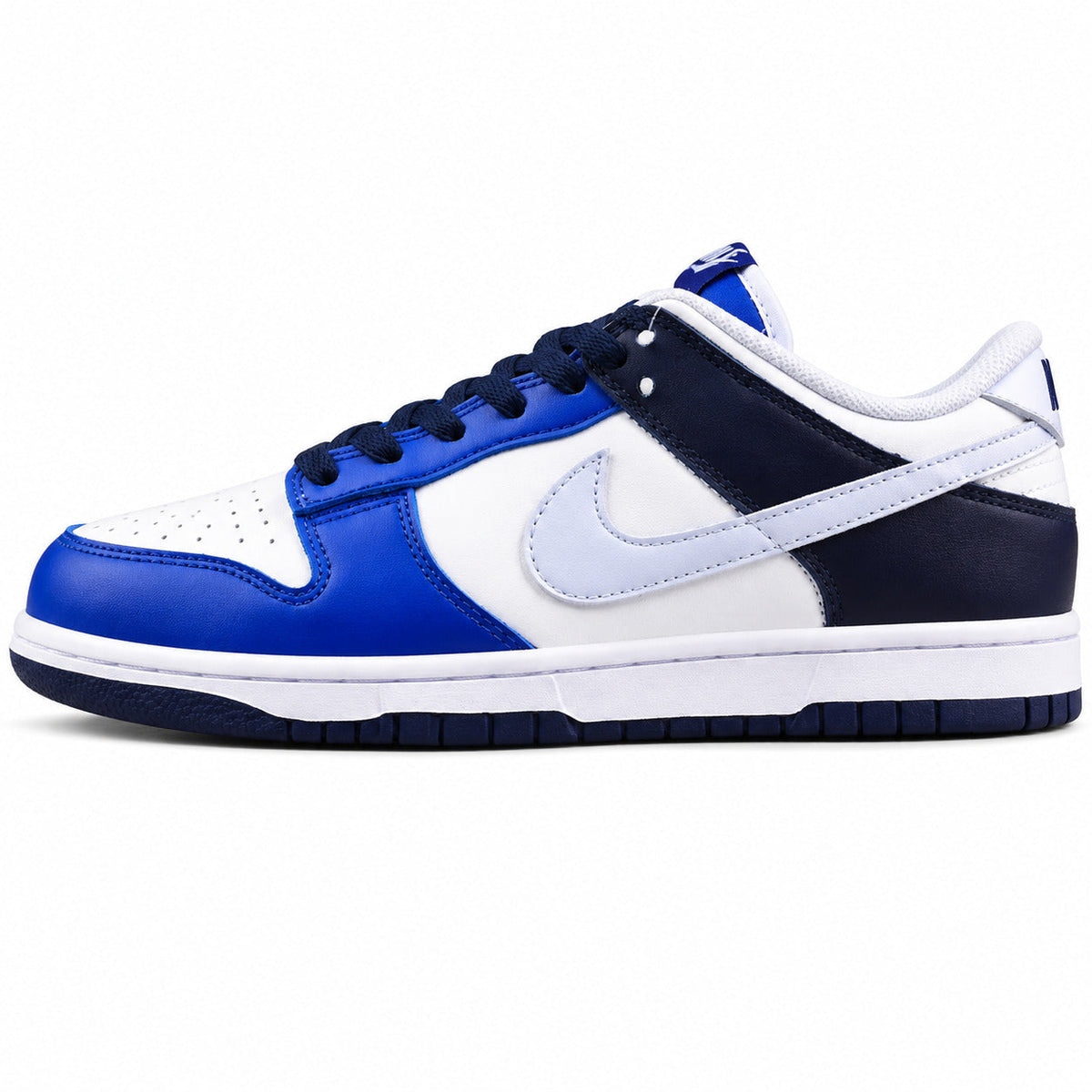 Nike Dunk Low blanco azul marino royal lateral izquierda