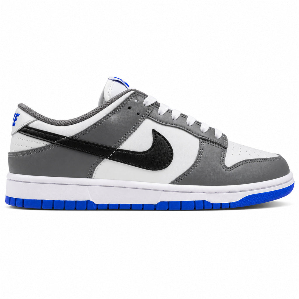 Nike Dunk Low blanco gris negro azul royal lateral derecha