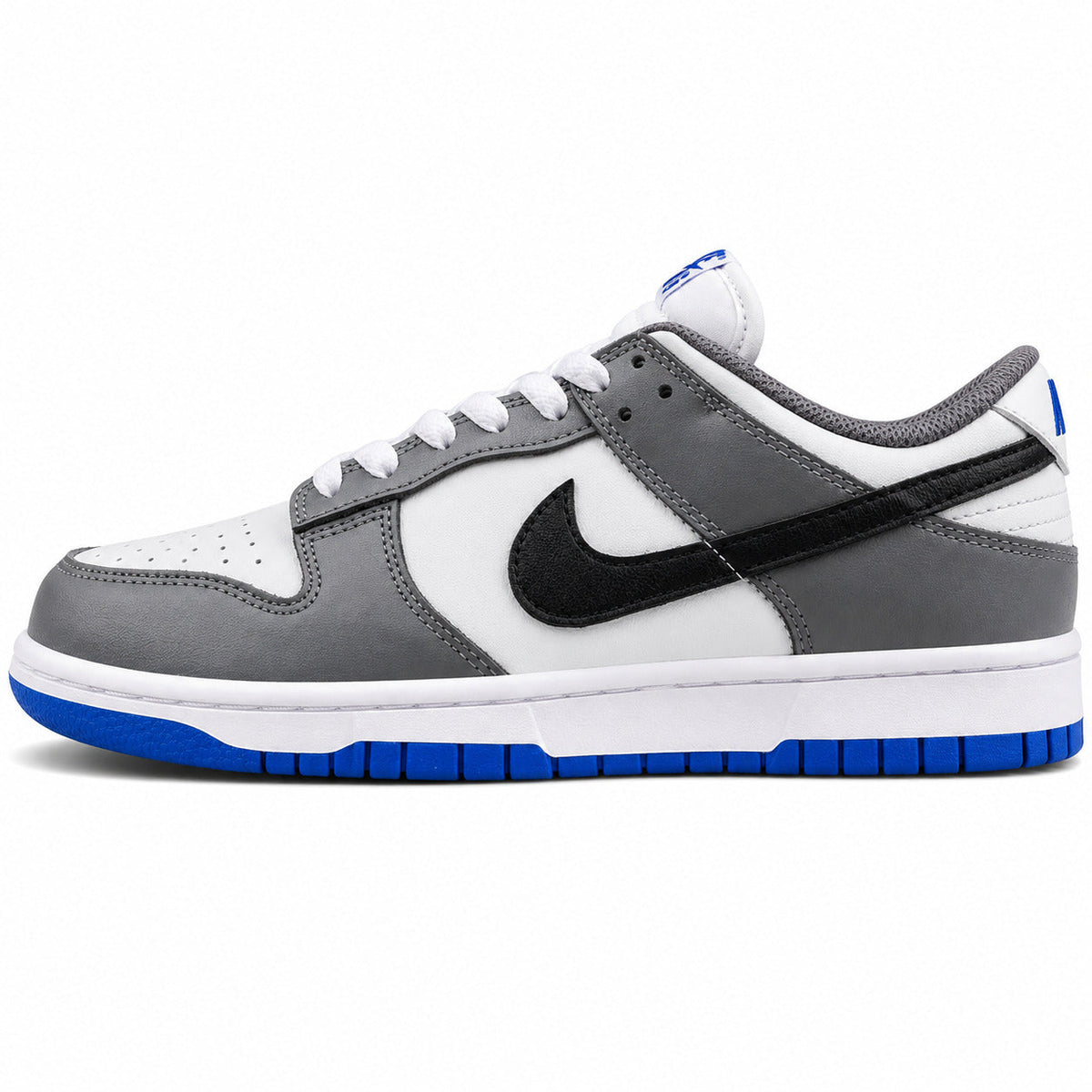 Nike Dunk Low blanco gris negro azul royal lateral izquierda