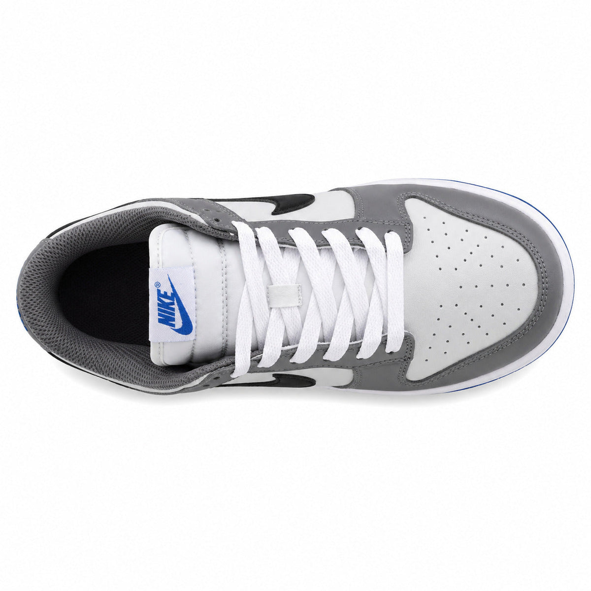 Nike Dunk Low blanco gris negro azul royal vista superior