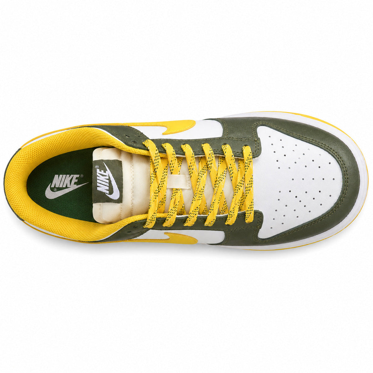 Nike Dunk Low blanco verde amarillo vista superior