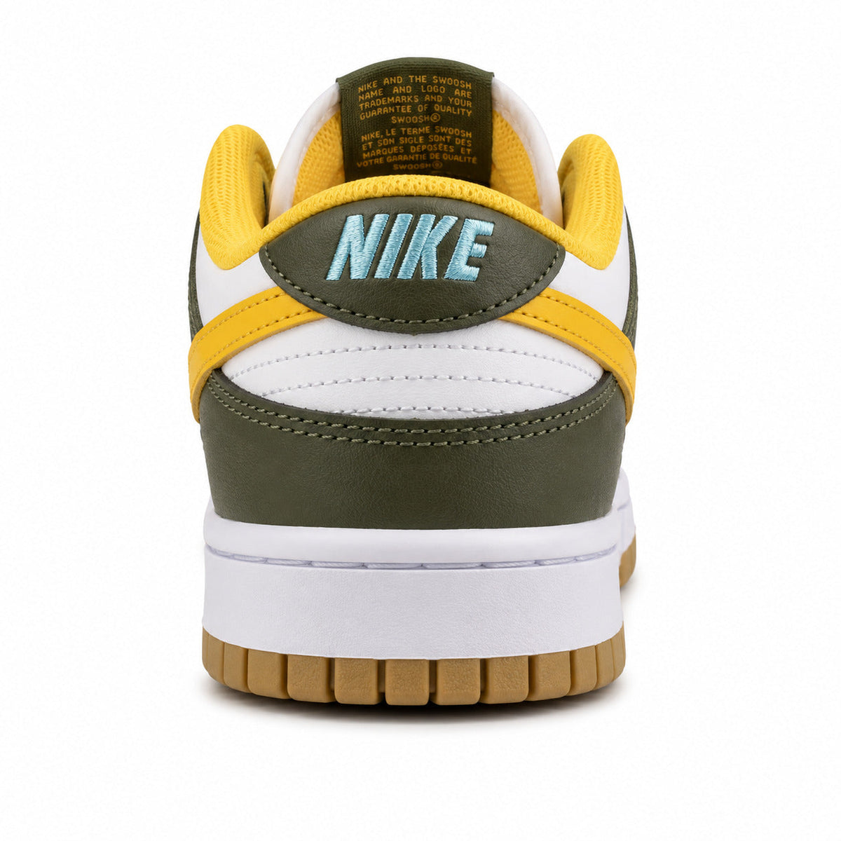 Nike Dunk Low blanco verde amarillo detalle talón