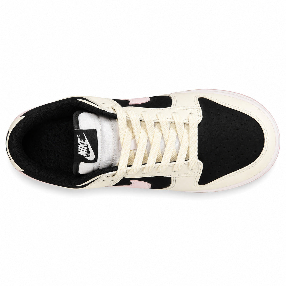 Nike Dunk Low crema negro rosa detalle panda vista superior