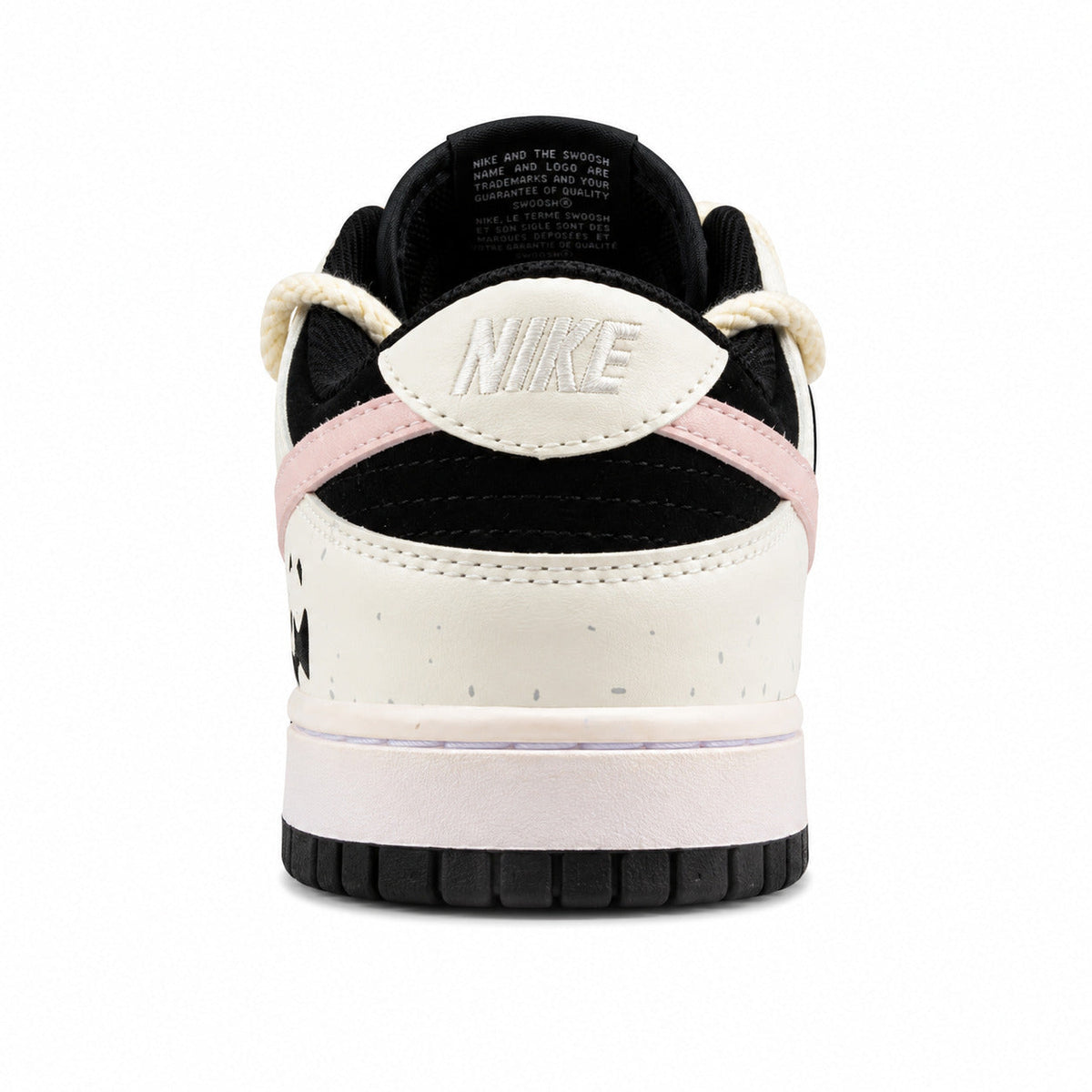 Nike Dunk Low crema negro rosa detalle panda talón