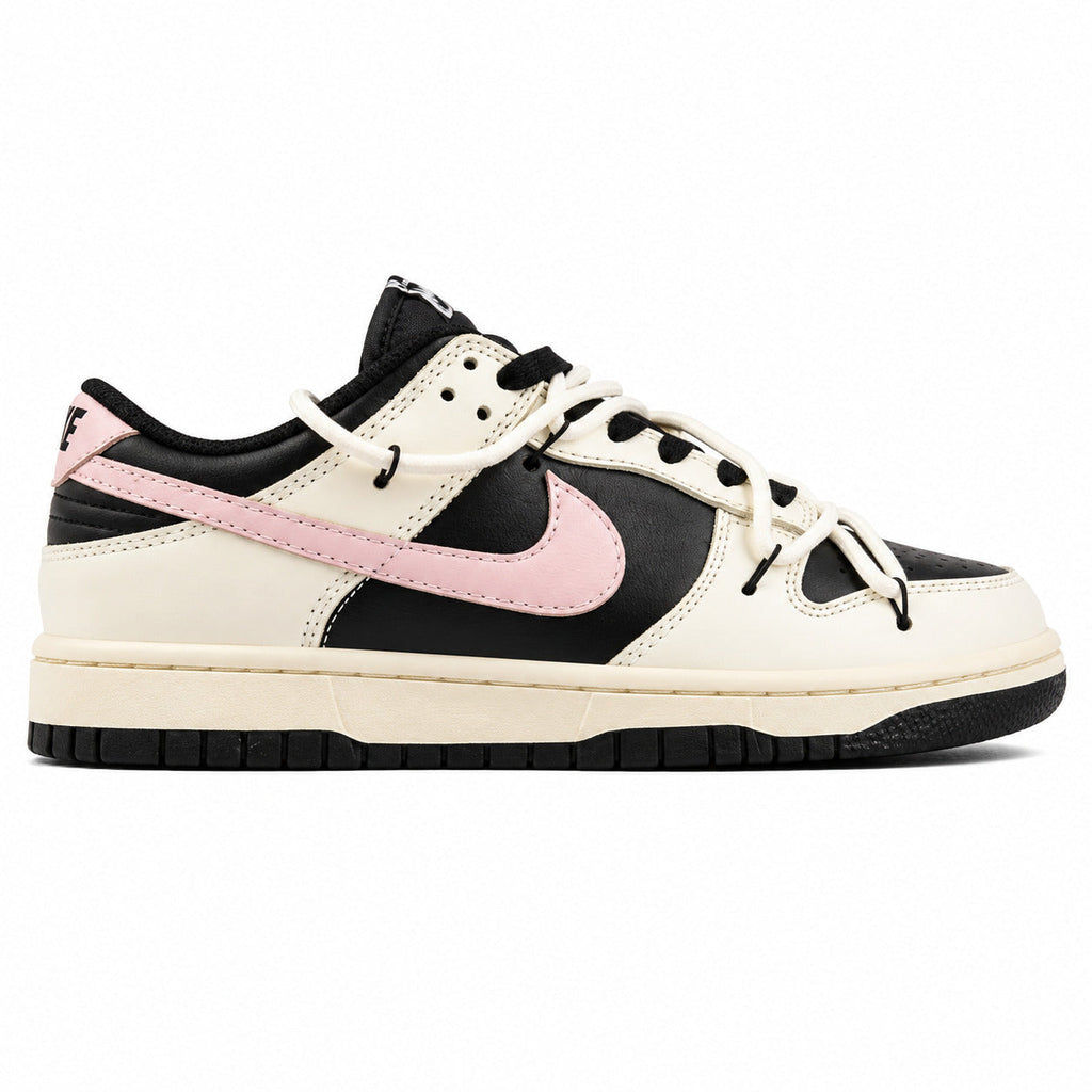 Nike Dunk Low crema negro rosa pastel lateral derecha