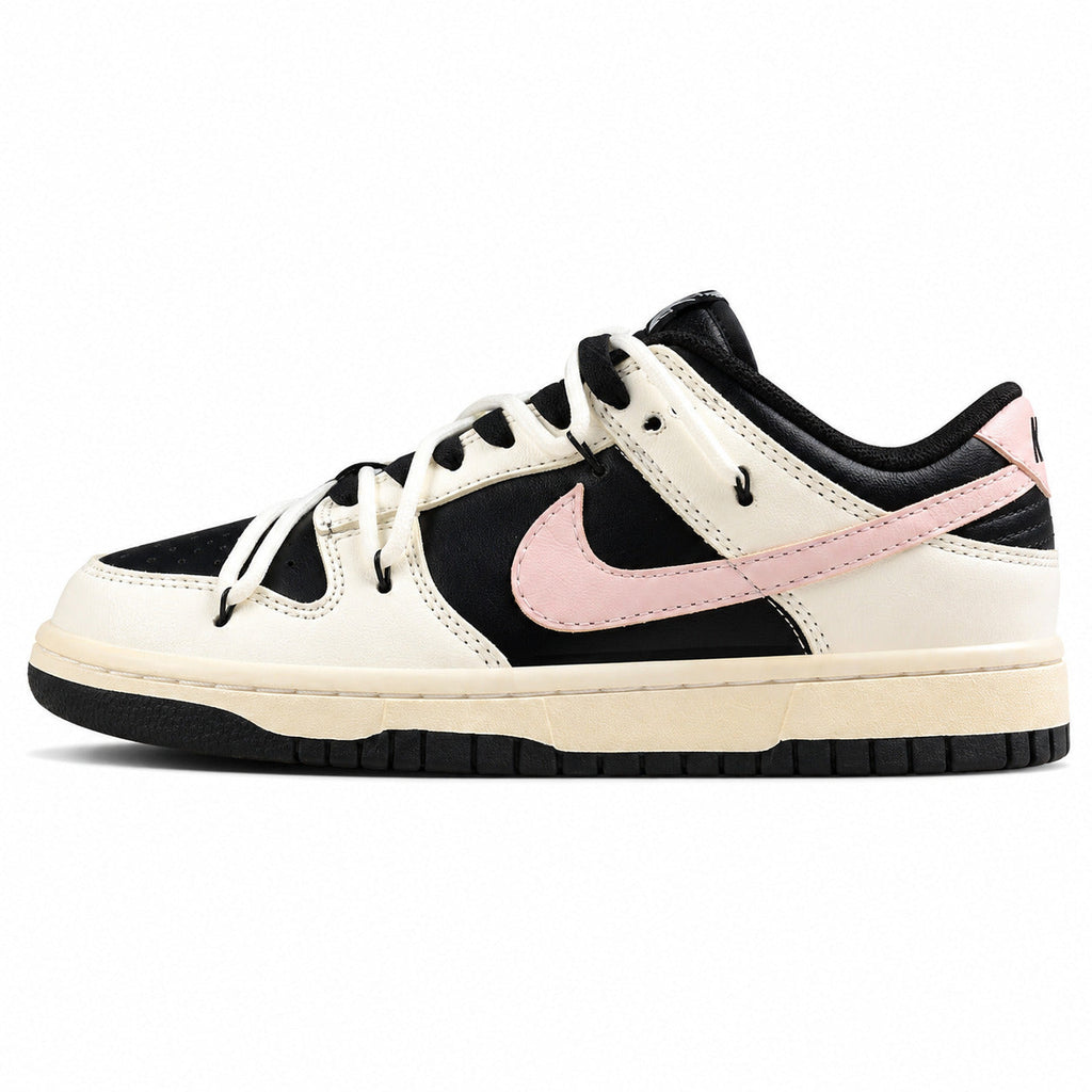 Nike Dunk Low crema negro rosa pastel lateral izquierda