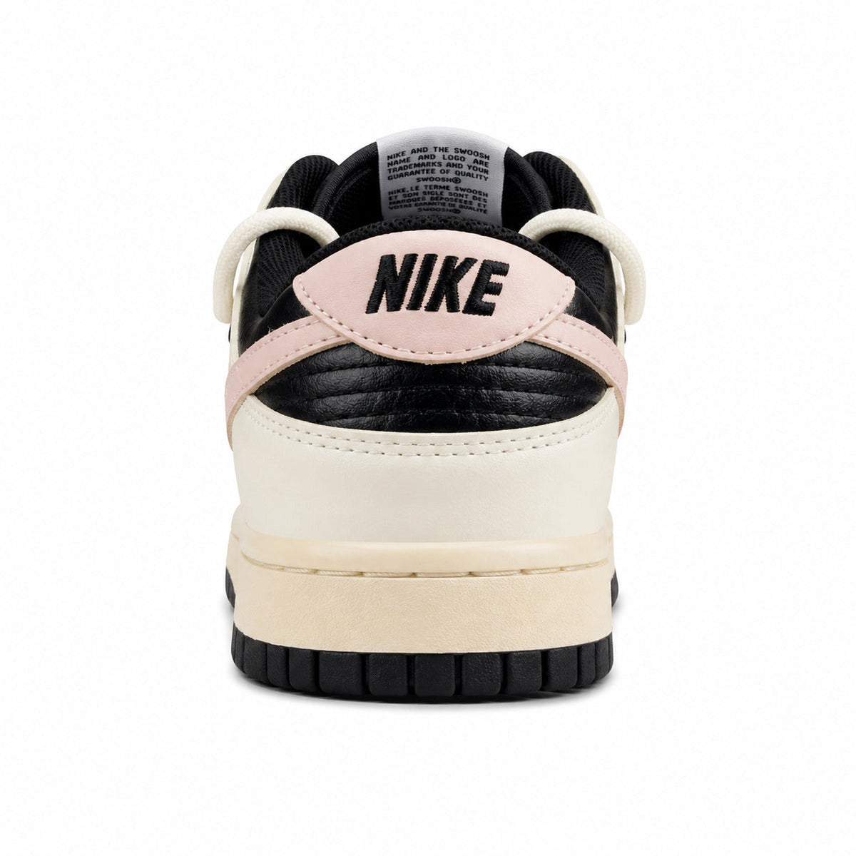 Nike Dunk Low crema negro rosa pastel detalle talón