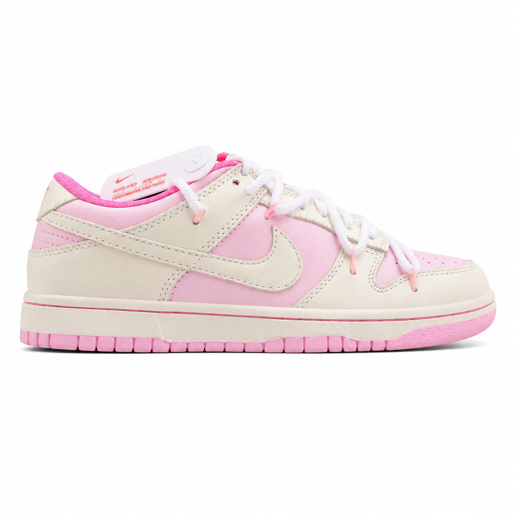 Nike Dunk Low crema rosa pastel fucsia lateral derecha