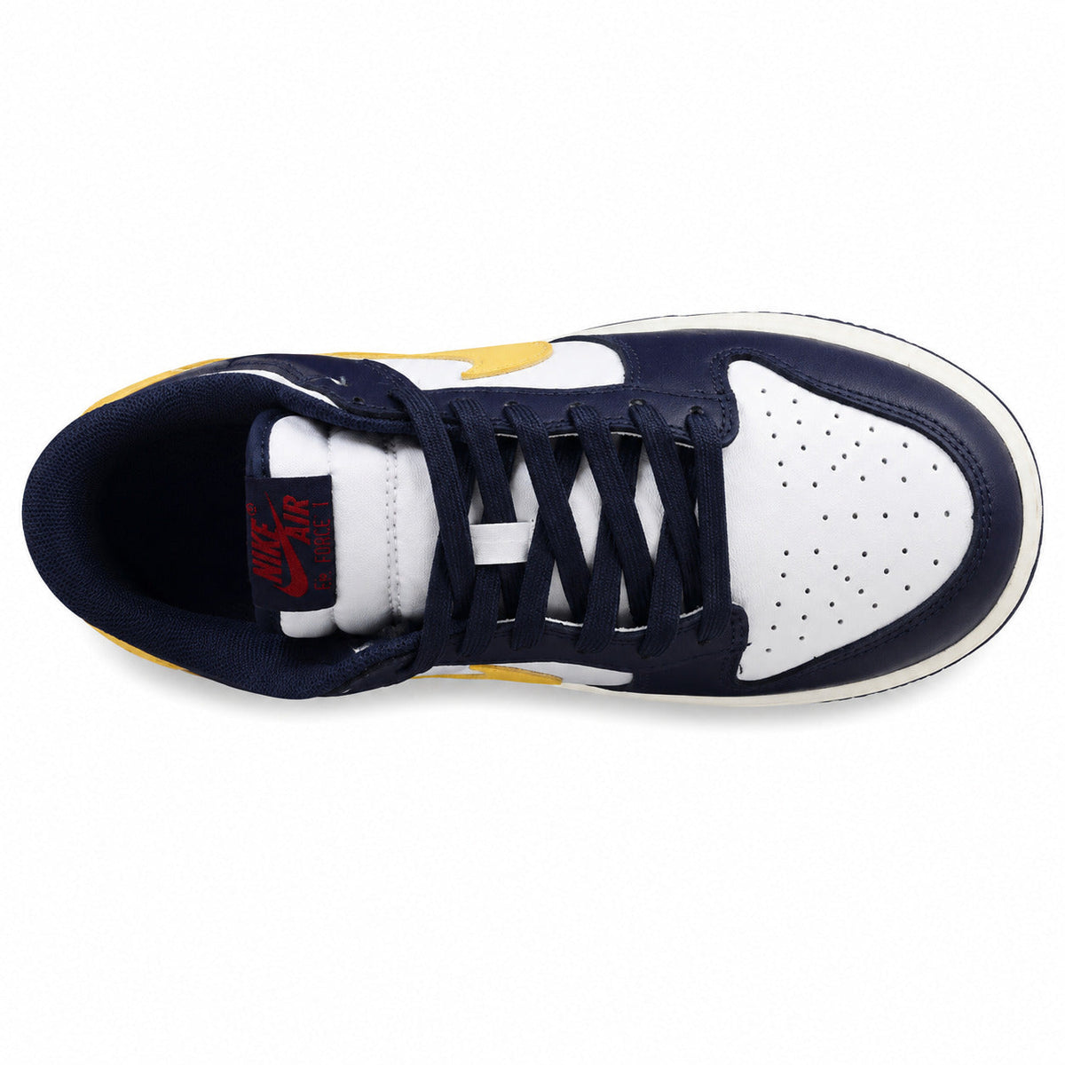 Nike Dunk Low From Beaverton marino blanco amarillo vista superior