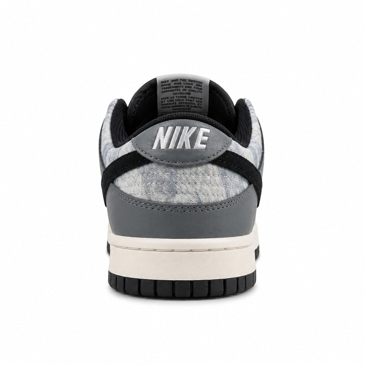 Nike Dunk Low gris off noir estampado animal detalle talón