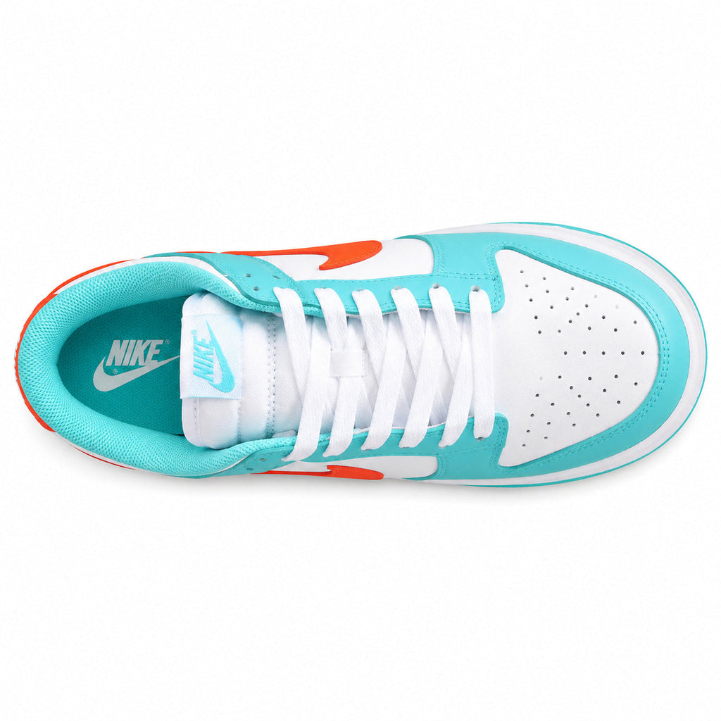 Nike Dunk Low Miami Dolphins blanco turquesa naranja vista superior