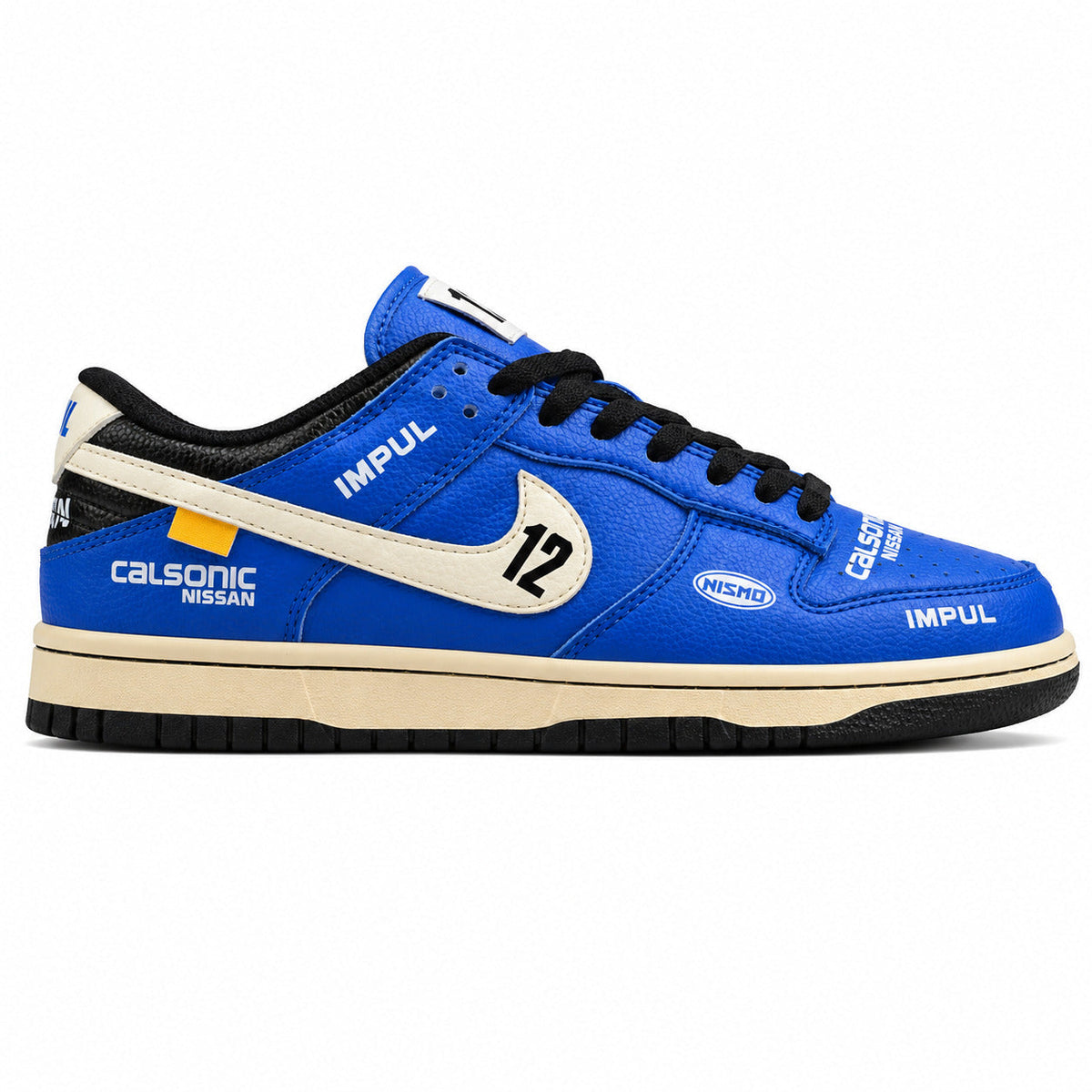 Nike Dunk Low x Calsonic Nissan Impul azul crema negro lateral derecha