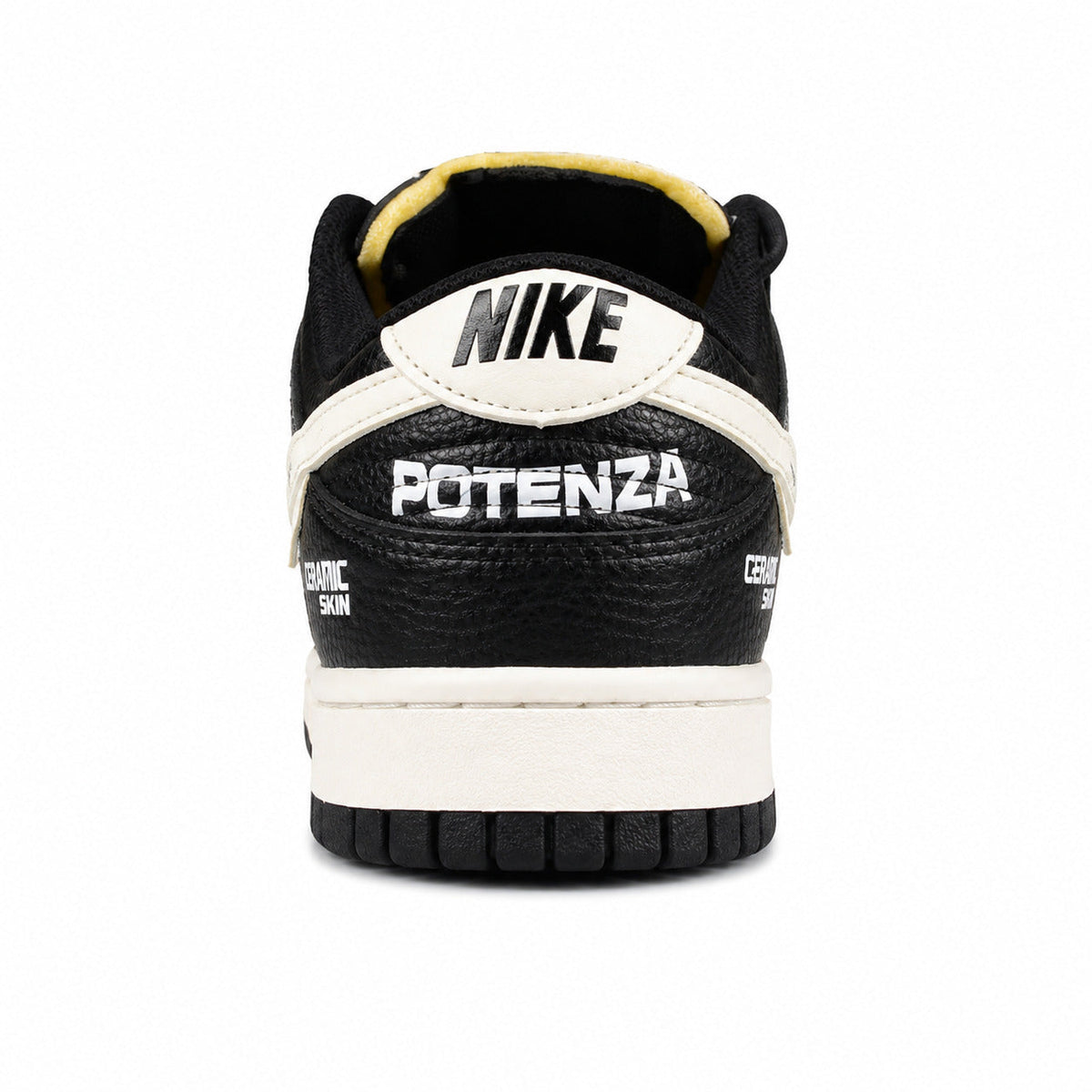 Nike Dunk Low x Calsonic Nissan Impul negro crema detalle talón