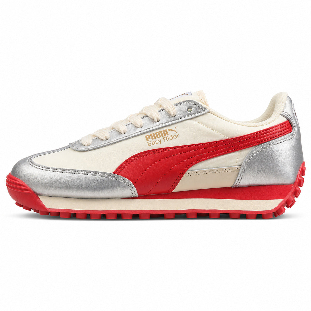 Puma Easy Rider Vintage crema rojo plateado lateral izquierda