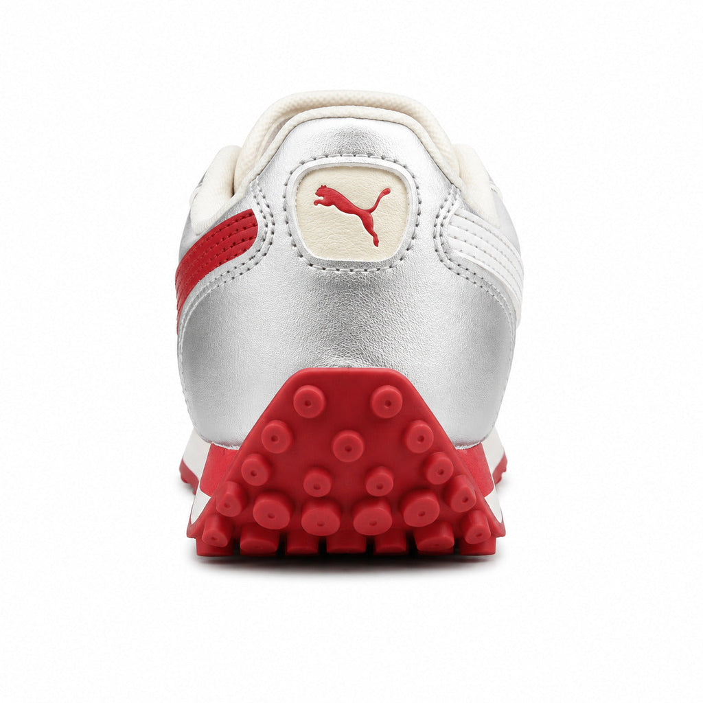 Puma Easy Rider Vintage crema rojo plateado detalle talón
